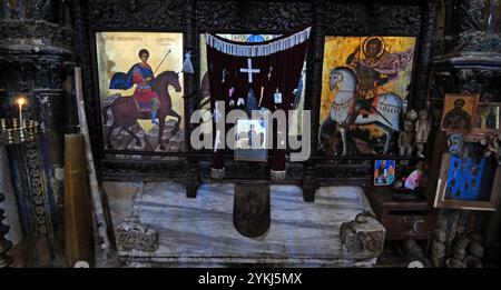 Befindet sich in Guzelyurt, Zypern, St. Die Mamas-Kirche und das Icon Museum sind eine Touristenattraktion. Stockfoto