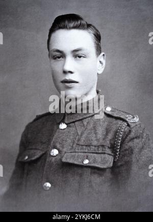 Ein Sapper des Royal Engineers Signal Service während des Ersten Weltkriegs. Stockfoto