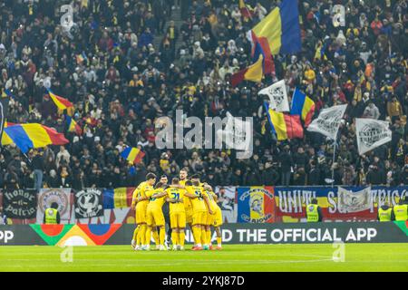 Bukarest, Roumanie. November 2024. Rumäniens Kader vor Beginn des Spiels während des Fußballspiels der UEFA Nations League, Liga C, Gruppe C2 zwischen Rumänien und Zypern am 18. November 2024 in der Arena Nationala in Bukarest, Rumänien - Foto Mihnea Tatu/Lightspeed Images/DPPI Credit: DPPI Media/Alamy Live News Stockfoto