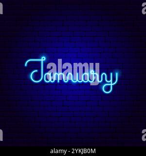 Januar Winter Neon Month Schriftzug Stock Vektor