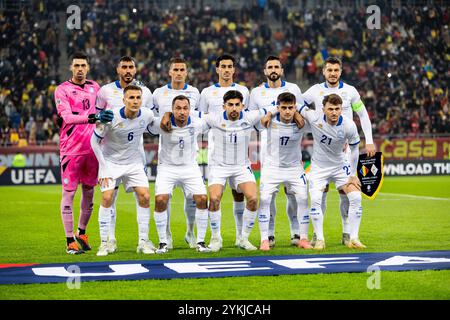 Zypern-Kader während des Fußballspiels der UEFA Nations League, der Liga C und der Gruppe C2 zwischen Rumänien und Zypern am 18. November 2024 in der Arena Nationala in Bukarest, Rumänien Stockfoto