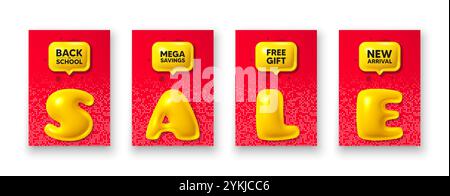 Zurück zur Schule. Bildungsangebot. Postervorlagen mit 3D-Verkaufstext. Vektor Stock Vektor