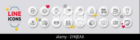 Zwei, Kurzhanteln und wasserdichte Linien. Für Web-App drucken. Weiße Tasten 3D-Symbole. Vektor Stock Vektor