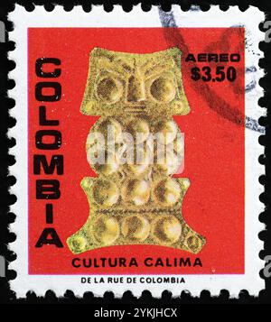 Präkolumbische Kunst auf südamerikanischer Briefmarke Stockfoto