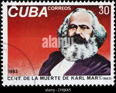 Karl-Marx-Porträt auf kubanischer Briefmarke Stockfoto