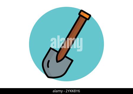 Schaufel-Symbol. Symbolstil für farbige Umrisse. Symbol für Gartenarbeit. Gartenwerkzeuge Elemente Vektor-Illustration Stock Vektor