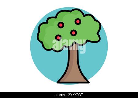 Baumsymbol. Symbolstil für farbige Umrisse. Symbol für Gartenarbeit. Vektorillustration für Naturelemente Stock Vektor