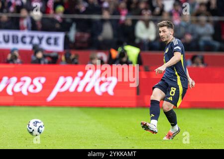 Stadion Narodowy, Warschau, Polen. November 2024. Internationaler Fußball UEFA Nations League A, Gruppe 1, Polen gegen Schottland; Billy Gilmour (SCO) Credit: Action Plus Sports/Alamy Live News Stockfoto