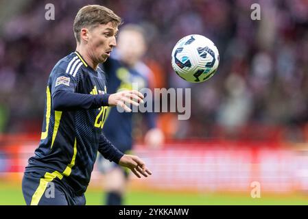 Stadion Narodowy, Warschau, Polen. November 2024. Internationaler Fußball UEFA Nations League A, Gruppe 1, Polen gegen Schottland; Ryan Gauld (SCO) Credit: Action Plus Sports/Alamy Live News Stockfoto