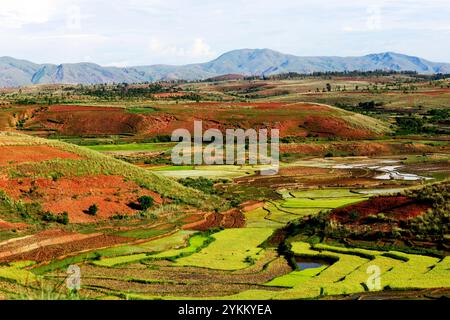 Wunderschöne Landschaften im zentralen Hochland in Madagaskar. Stockfoto