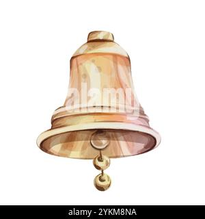 Aquarell weihnachten Jingle goldene Glocke, isoliert. Handgezeichnet zurück zur Schule Illustration Stock Vektor