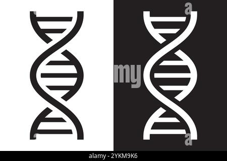 Vektor-Symbol für dunkles Schwarz und weißes dna-Helix Stock Vektor