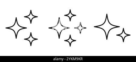 Sternsymbole gesetzt. Wunderschöne Sternenkonturen. Vektorabbildung Stock Vektor