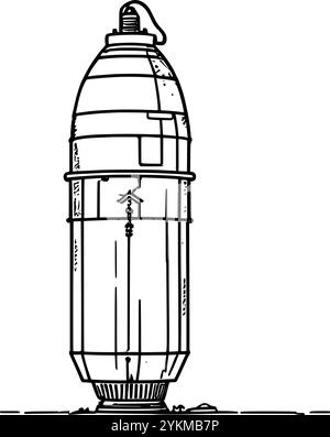 Eine Bombe mit Flossen, bereit zum Abwerfen. Stock Vektor