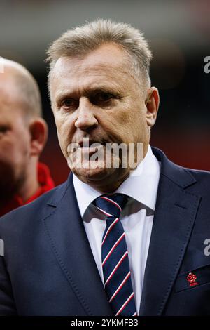 Warschau, Polen. November 2024. Cezary Kulesza (Vorsitzender der PZPN) wurde während des Spiels der UEFA Nations League zwischen den Nationalmannschaften Polens und Schottlands bei PGE Narodowy gesehen. (Foto: Maciej Rogowski/SOPA Images/SIPA USA) Credit: SIPA USA/Alamy Live News Stockfoto