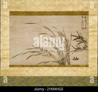 Fragment einer handscroll montiert Als hängenden Blättern - Bambus Orchideen und Thorn - hsueh Ch'uang. Stockfoto