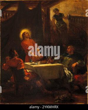 Die Jünger von Emmaus oder die Pilger auf dem Weg nach Emmaus (Les jünger d'Emmaüs ou Les Pèlerins d'Emmaüs) - Eugène Delacroix. Stockfoto