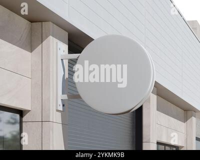 Realistisches leeres rundes Schild für den Außenbereich, 3D-Modell Stockfoto