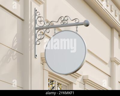 Vorderansicht leeres Schild 3D-Rendering Vintage Sign Store vorne Stockfoto