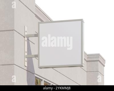 Flaches weißes, leeres Wandschild für Storefront mit realistischem Rahmen Stockfoto