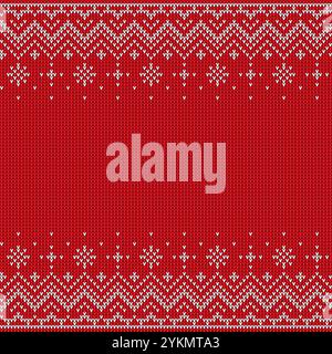 Winter Schneeflocken Weihnachten rot und weiß Strickpullover Muster für Urlaub, Vektor-Hintergrund. Weihnachten und Neujahr Strickpullover Muster der Winterferien Schneeflocken für Weihnachten hässlicher Pullover Hintergrund Stock Vektor