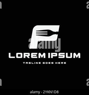 Anfangsbuchstabe F mit Gabel für Fast Food Restaurant Service Symbol Logo Design Vektor Stock Vektor