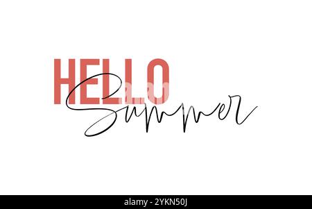 Karte „Hello Summer“ (Hello Summer). Modernes, einfaches, minimales typografisches Design. Isoliert auf weißem Hintergrund Stock Vektor