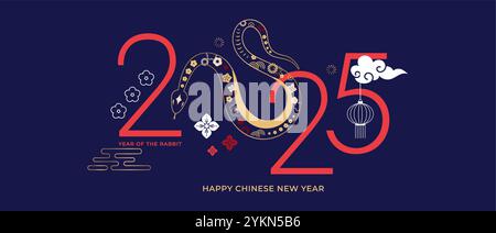 Chinesisches Neujahr 2025 Jahr der Schlange. Abbildung und Design der roten Schlange. Rote traditionelle chinesische Vektordesigns mit Schlangen. Lunar Neujahrskonzept Stock Vektor