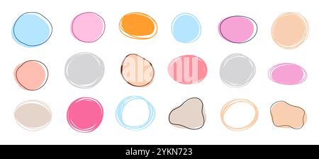 Handgezeichnete Kreise, Ellipsen ovale Highlights Set Stock Vektor