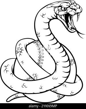 Snake Baseball Ball Tiersport-Team Maskottchen Stock Vektor