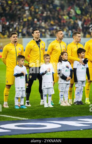 Bukarest, Roumanie. November 2024. Razvan Marin aus Rumänien, Florin Nita aus Rumänien, Nicusor Bancu aus Rumänien und Darius Olaru aus Rumänien während des Fußballspiels der UEFA Nations League, Liga C, Gruppe C2 zwischen Rumänien und Zypern am 18. November 2024 in der Arena Nationala in Bukarest, Rumänien - Foto Mihnea Tatu/Lightspeed Images/DPPI Credit: DPPI Media/Alamy Live News Stockfoto