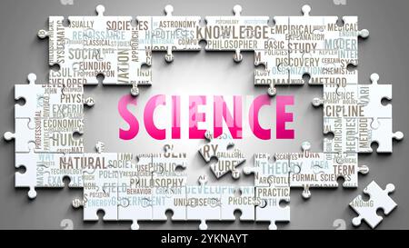 Wissenschaft ist ein komplexes Thema, das mit anderen wichtigen Themen in Verbindung steht. Stockfoto