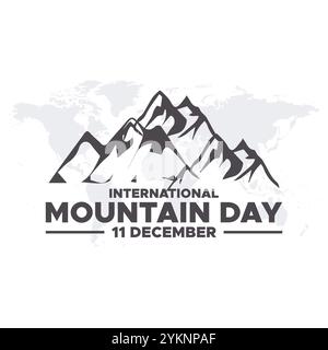Internationaler Bergtag. Vektor-Illustration des Berges. Gefeiert am 11. Dezember. Geeignet für Banner, Web, soziale Medien, Grußkarten. Stock Vektor