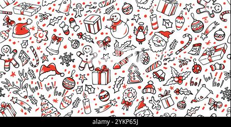 Handgezeichnete Doodle-Elemente, Christmas.cartoon Icon-Set Stock Vektor