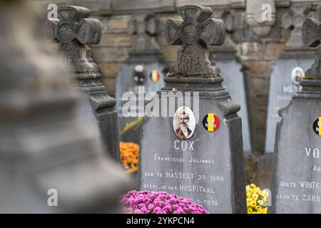 Alte Friedhofsstadt Hasselt in Belgien mit Kriegsgräbern aus dem Ersten Weltkrieg Stockfoto