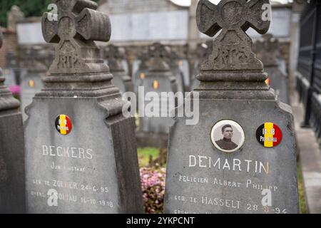 Alte Friedhofsstadt Hasselt in Belgien mit Kriegsgräbern aus dem Ersten Weltkrieg Stockfoto