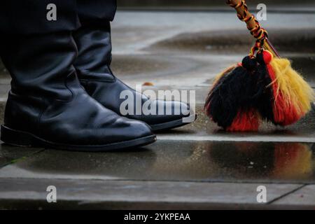 Berlin, Deutschland. November 2024. Soldaten des Battaillons der Bundeswehr, fotografiert während eines Empfangs mit militärischen Ehren im Innenhof des Bundeskanzleramtes in Berlin, 4. November 2024. Quelle: dpa/Alamy Live News Stockfoto