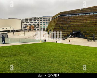 Ein mit Hainbuchen bepflanztes Haus mitten in der City von Düsseldorf. Stockfoto