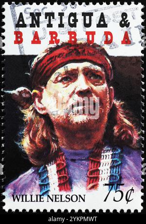 Die US-amerikanische Country-Sängerin Willie Nelson auf Briefmarke Stockfoto