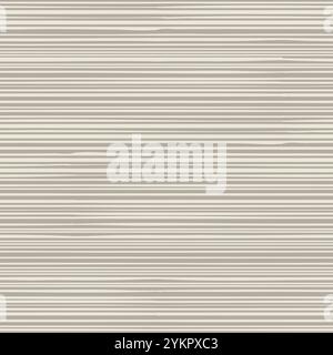 Neutrale Leinenstreifen Vektor nahtlose Muster Hintergrund. Unregelmäßiger Glitchstreifen mit organischen vertikalen Linien. Hintergrund in beigefarbenem Ecru. Dichter Nadelstreifen Stock Vektor