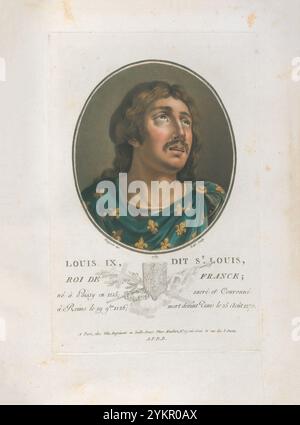 Ludwig IX. Von Frankreich. 1792 war Ludwig IX. (1214–1270), auch als Saint Louis bekannt, König von Frankreich von 1226 bis zu seinem Tod 1270. Er gilt weithin als der profilierteste der direkten Kapitäne. Nach dem Tod seines Vaters Ludwig VIII. Wurde er im Alter von 12 Jahren in Reims gekrönt. Stockfoto