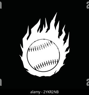 Baseballball mit Feuer- und Flammenform-Vektor-Illustration. Schlichtes Logo-Emblem mit flammendem Baseballball. Stock Vektor