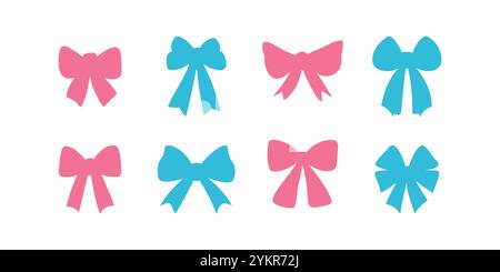 Großer Satz von isolierten bunten Schleifen und Bändern in einem flachen Vektor-Stil Stock Vektor