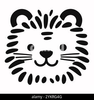 Niedlicher Baby-Löwe in Hand gezeichneter Doodle-Stil auf weißem Hintergrund. Einfaches Vektorsymbol, Logo, Druck Stock Vektor