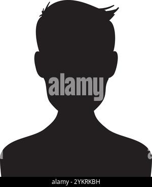 Porträt-Silhouette eines jungen Mannes mit stilisierten Haaren nach vorne, die Anonymität, Geheimnisse oder eine allgemeine Darstellung einer Person vermitteln Stock Vektor
