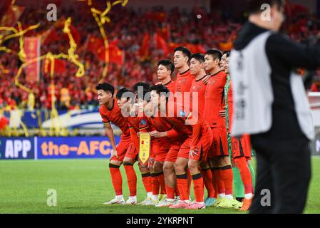 Xiamen, China. 19. November 2024. Team China während des dritten Qualifikationsspiels der Asiatischen Gruppe C zwischen China und Japan im Xiamen Egret Stadium. Quelle: Meng Gao/Alamy Live News Stockfoto