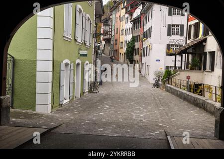 Baden, Schweiz - 4. November 2024: Blick im Zentrum von Baden auf die Schweiz Stockfoto