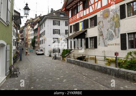 Baden, Schweiz - 4. November 2024: Blick im Zentrum von Baden auf die Schweiz Stockfoto