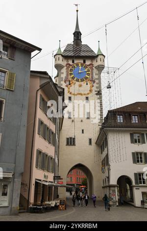 Baden, Schweiz - 4. November 2024: Blick im Zentrum von Baden auf die Schweiz Stockfoto