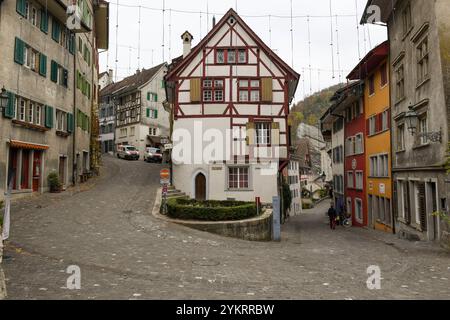 Baden, Schweiz - 4. November 2024: Blick im Zentrum von Baden auf die Schweiz Stockfoto